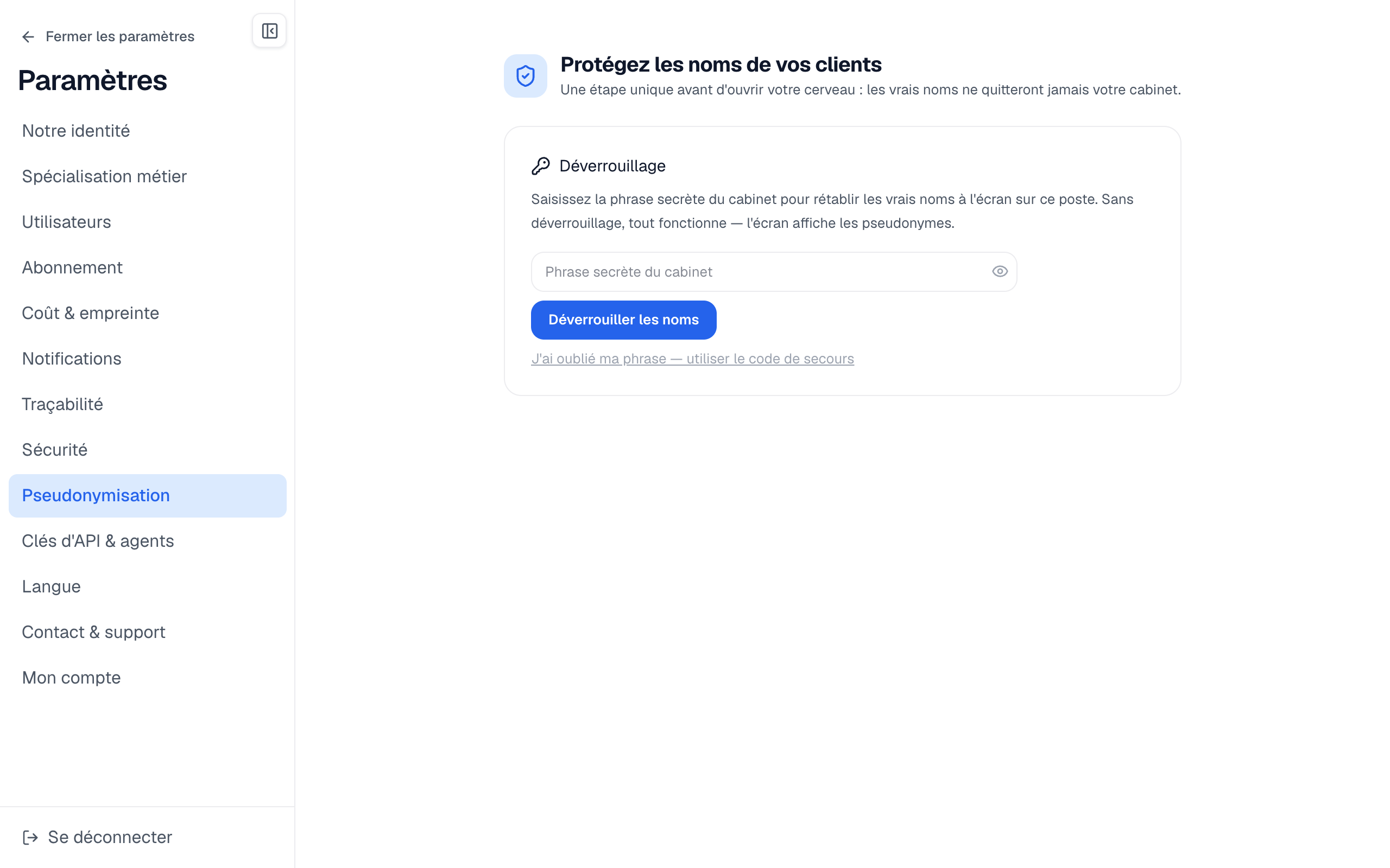 L'écran de déverrouillage sur un nouveau poste